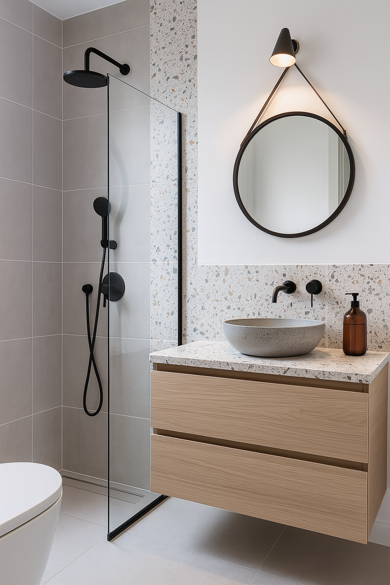 Lustro łazienkowe w bambusowej ramie LYSA, Ø 38 cm