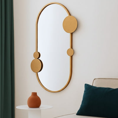 Lustro ścienne SAANA z geometrycznymi zdobieniami, 46 x 76 cm