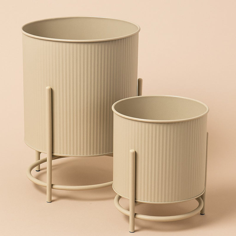 Metalowe osłonki na doniczki OMEE, 2 sztuki, Ø 17 + Ø 20 cm