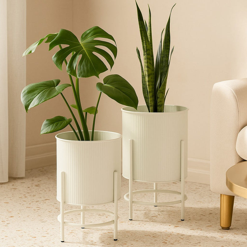 Metalowe osłonki na doniczki OMEE, 2 sztuki, Ø 17 + Ø 20 cm