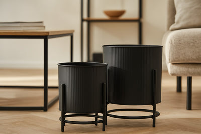 Metalowe osłonki na doniczki OMEE, 2 sztuki, Ø 17 + Ø 20 cm