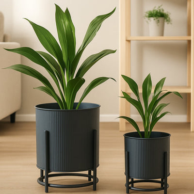 Metalowe osłonki na doniczki OMEE, 2 sztuki, Ø 17 + Ø 20 cm