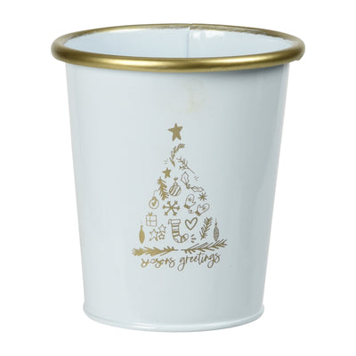 Metalowe wiaderko świąteczne, białe