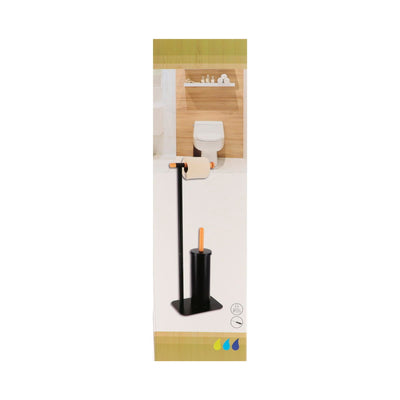 Metalowy stojak na papier toaletowy z szczotką wc MAT, 69,5 x 22 x 16 cm