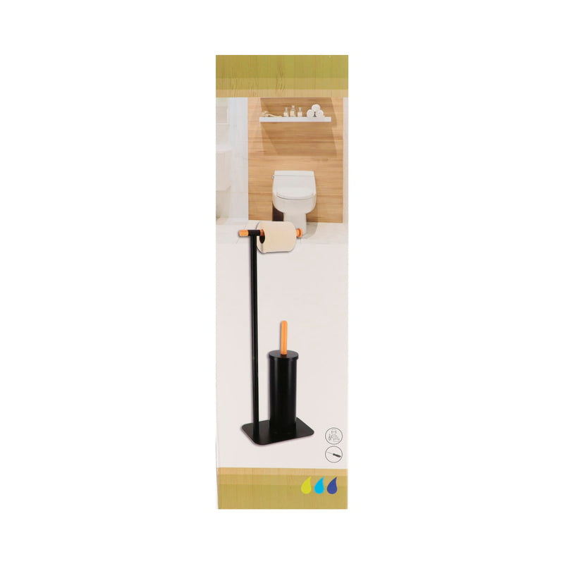 Metalowy stojak na papier toaletowy z szczotką wc MAT, 69,5 x 22 x 16 cm
