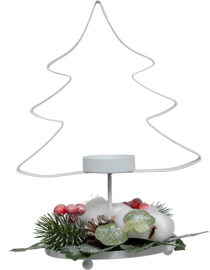 Metalowy świecznik w kształcie choinki na tealight, 25 cm 