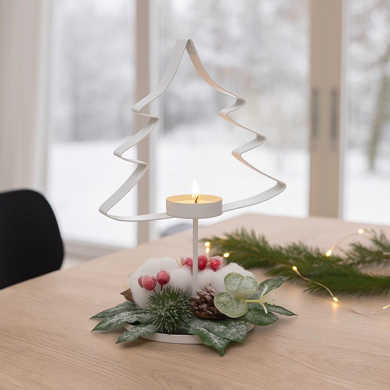 Metalowy świecznik w kształcie choinki na tealight, 25 cm 