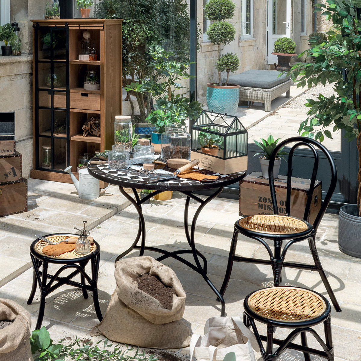 Mini szklarnia domowa, na drewnianej podstawie