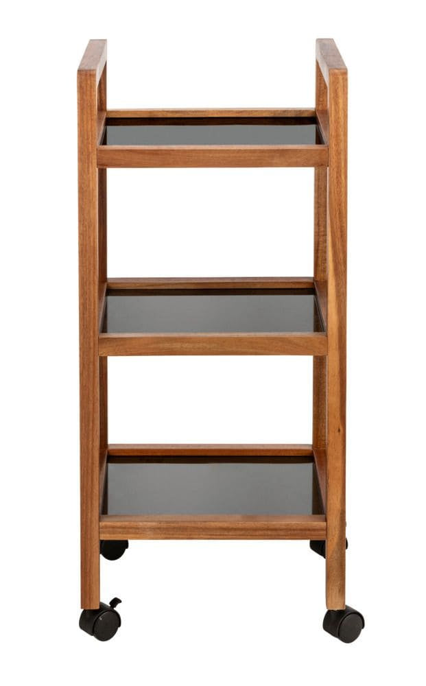 Mobilny regał z drewna akacji FONDI, 3 poziomy, wys. 76,5 cm