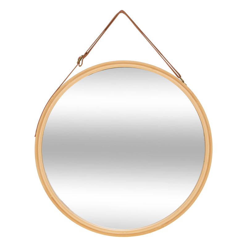 Okrągłe lustro w bambusowej ramie LOBEE, Ø 38 cm