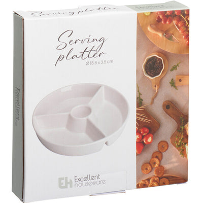 Okrągły półmisek do przekąsek z przegródkami i miescem na dip, Ø 19,5 cm