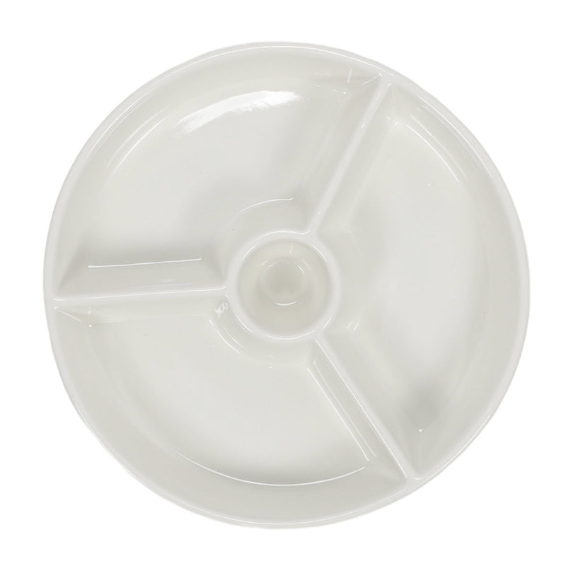 Okrągły półmisek do przekąsek z przegródkami i miescem na dip, Ø 19,5 cm