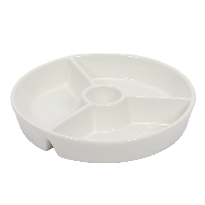 Okrągły półmisek do przekąsek z przegródkami i miescem na dip, Ø 19,5 cm