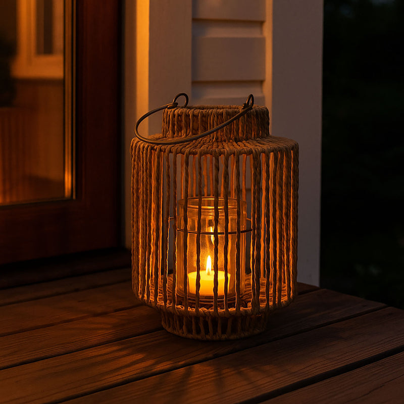 Pleciony lampion z uchwytem, 19 x 25 cm