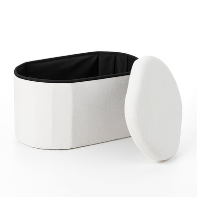 Podłużna pufa ze schowkiem boucle BINI, 71 x 39,5 x 39 cm