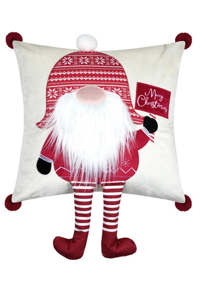 Poduszka świąteczna KLAUS, z brodą i nogami Mikołaja, 45 × 45 cm