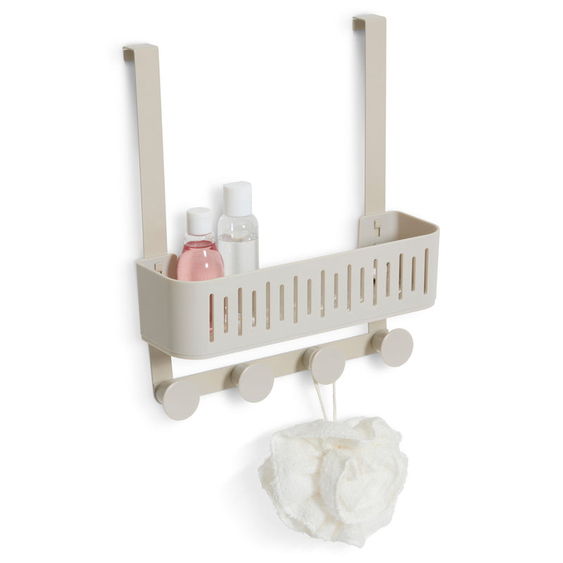 Półka prysznicowa bez wiercenia na drzwi kabiny EASY beżowa, 30 x 11,5 x 33,8 cm