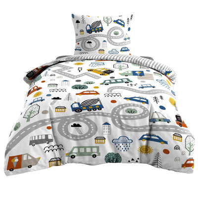 Pościel dziecięca 140 x 200 cm, dwuczęściowa, wzór w autka
