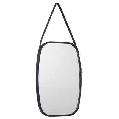 Prostokątne lustro ze skórzanym uchwytem, 43 x 65 x 3 cm