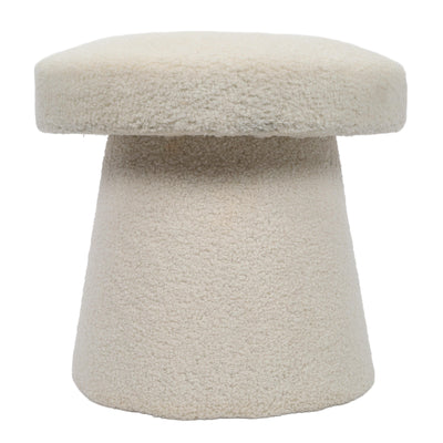 Pufa okrągła tapicerowana TEDDY grzybek boucle, Ø 43 x 38 cm