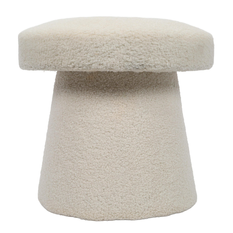 Pufa okrągła tapicerowana TEDDY grzybek boucle, Ø 43 x 38 cm