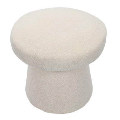 Pufa okrągła tapicerowana TEDDY grzybek boucle, Ø 43 x 38 cm