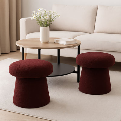 Pufa okrągła tapicerowana TEDDY grzybek boucle, Ø 43 x 38 cm