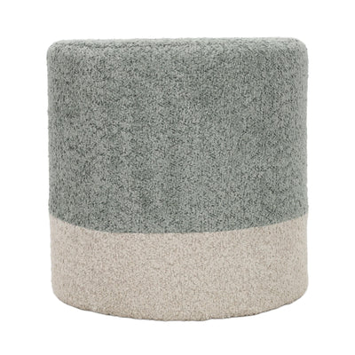 Pufa okrągła tapicerowana w dwóch kolorach boucle, Ø 35 x 34 cm