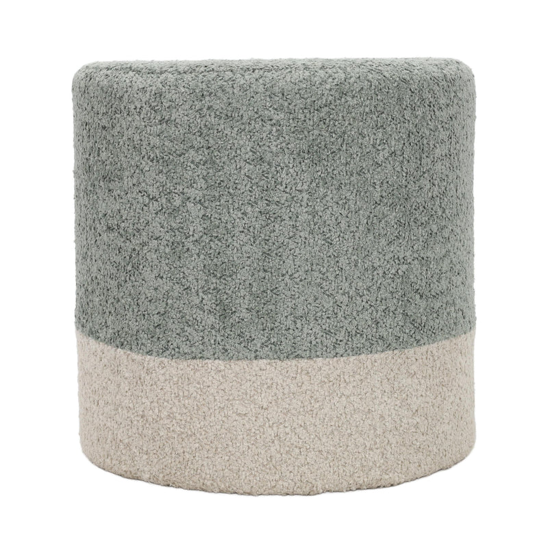 Pufa okrągła tapicerowana w dwóch kolorach boucle, Ø 35 x 34 cm