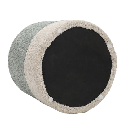 Pufa okrągła tapicerowana w dwóch kolorach boucle, Ø 35 x 34 cm