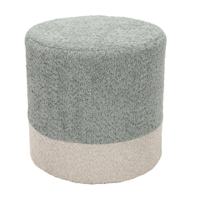 Pufa okrągła tapicerowana w dwóch kolorach boucle, Ø 35 x 34 cm