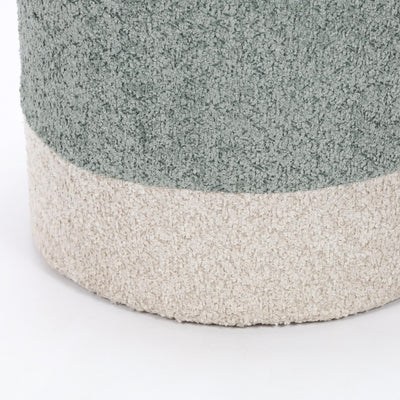 Pufa okrągła tapicerowana w dwóch kolorach boucle, Ø 35 x 34 cm