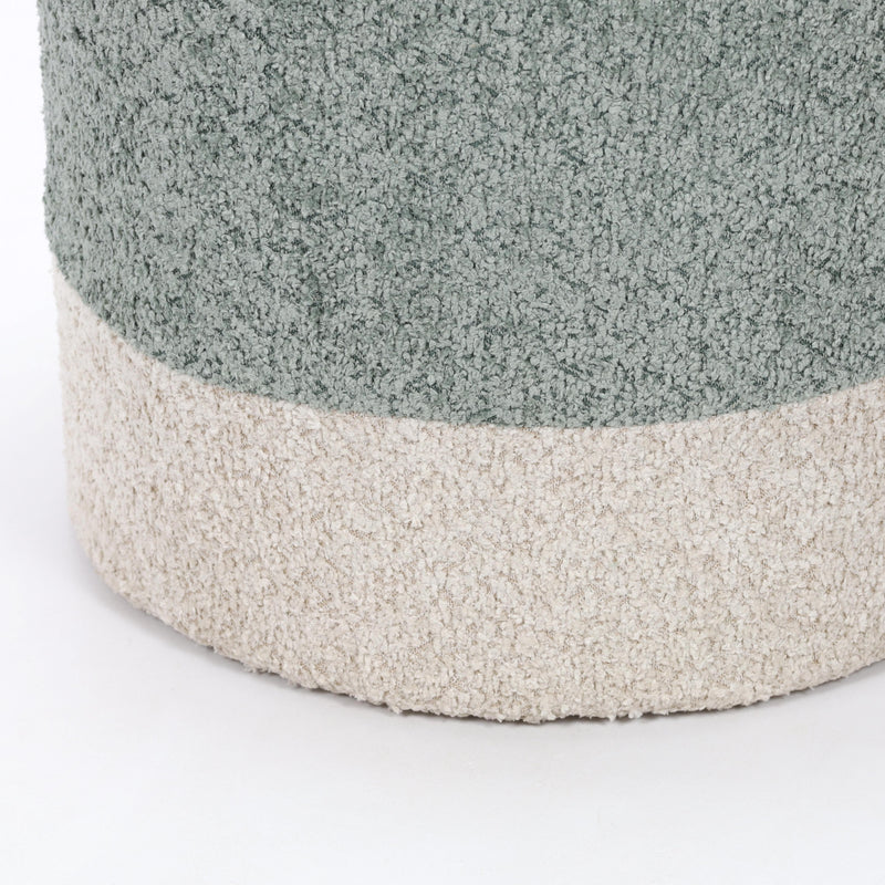 Pufa okrągła tapicerowana w dwóch kolorach boucle, Ø 35 x 34 cm