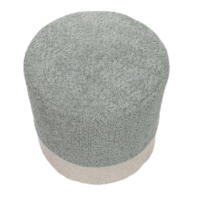 Pufa okrągła tapicerowana w dwóch kolorach boucle, Ø 35 x 34 cm