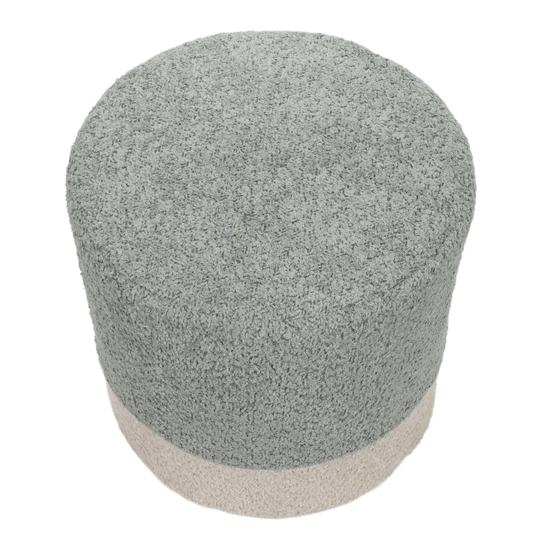 Pufa okrągła tapicerowana w dwóch kolorach boucle, Ø 35 x 34 cm