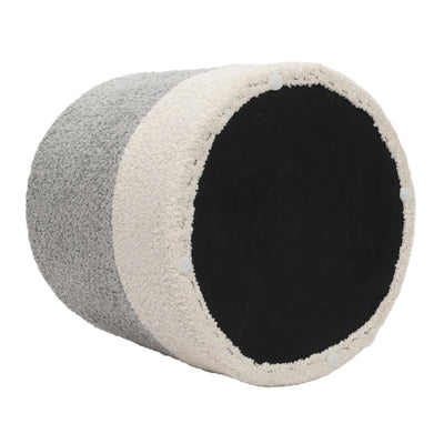 Pufa okrągła tapicerowana w dwóch kolorach boucle, Ø 35 x 34 cm