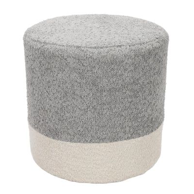 Pufa okrągła tapicerowana w dwóch kolorach boucle, Ø 35 x 34 cm