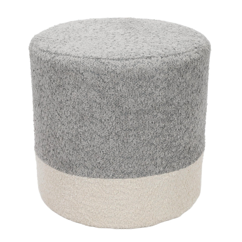 Pufa okrągła tapicerowana w dwóch kolorach boucle, Ø 35 x 34 cm