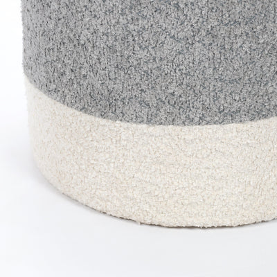 Pufa okrągła tapicerowana w dwóch kolorach boucle, Ø 35 x 34 cm