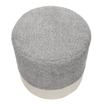 Pufa okrągła tapicerowana w dwóch kolorach boucle, Ø 35 x 34 cm