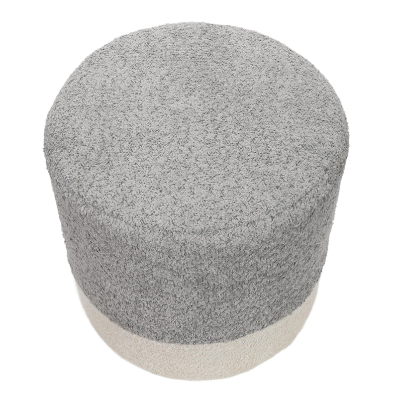 Pufa okrągła tapicerowana w dwóch kolorach boucle, Ø 35 x 34 cm