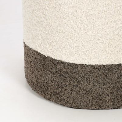 Pufa okrągła tapicerowana w dwóch kolorach boucle, Ø 35 x 34 cm