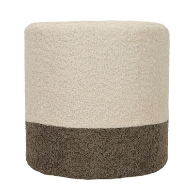 Pufa okrągła tapicerowana w dwóch kolorach boucle, Ø 35 x 34 cm