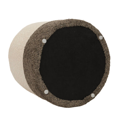 Pufa okrągła tapicerowana w dwóch kolorach boucle, Ø 35 x 34 cm