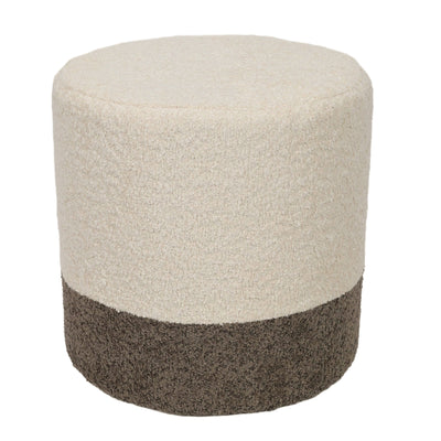 Pufa okrągła tapicerowana w dwóch kolorach boucle, Ø 35 x 34 cm