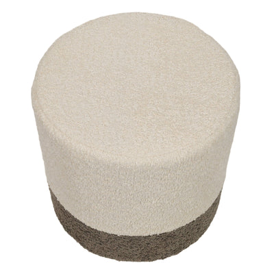 Pufa okrągła tapicerowana w dwóch kolorach boucle, Ø 35 x 34 cm