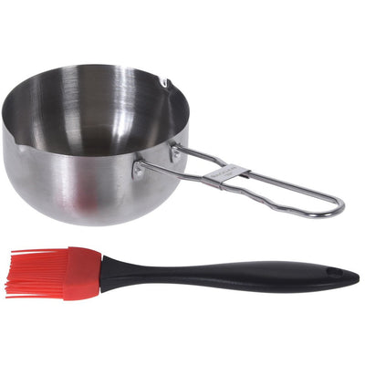 Rondelek z pędzlem, garnek z pędzelkiem do marynowania potraw, garnek do sosów z pędzelkiem, akcesoria do grilla
