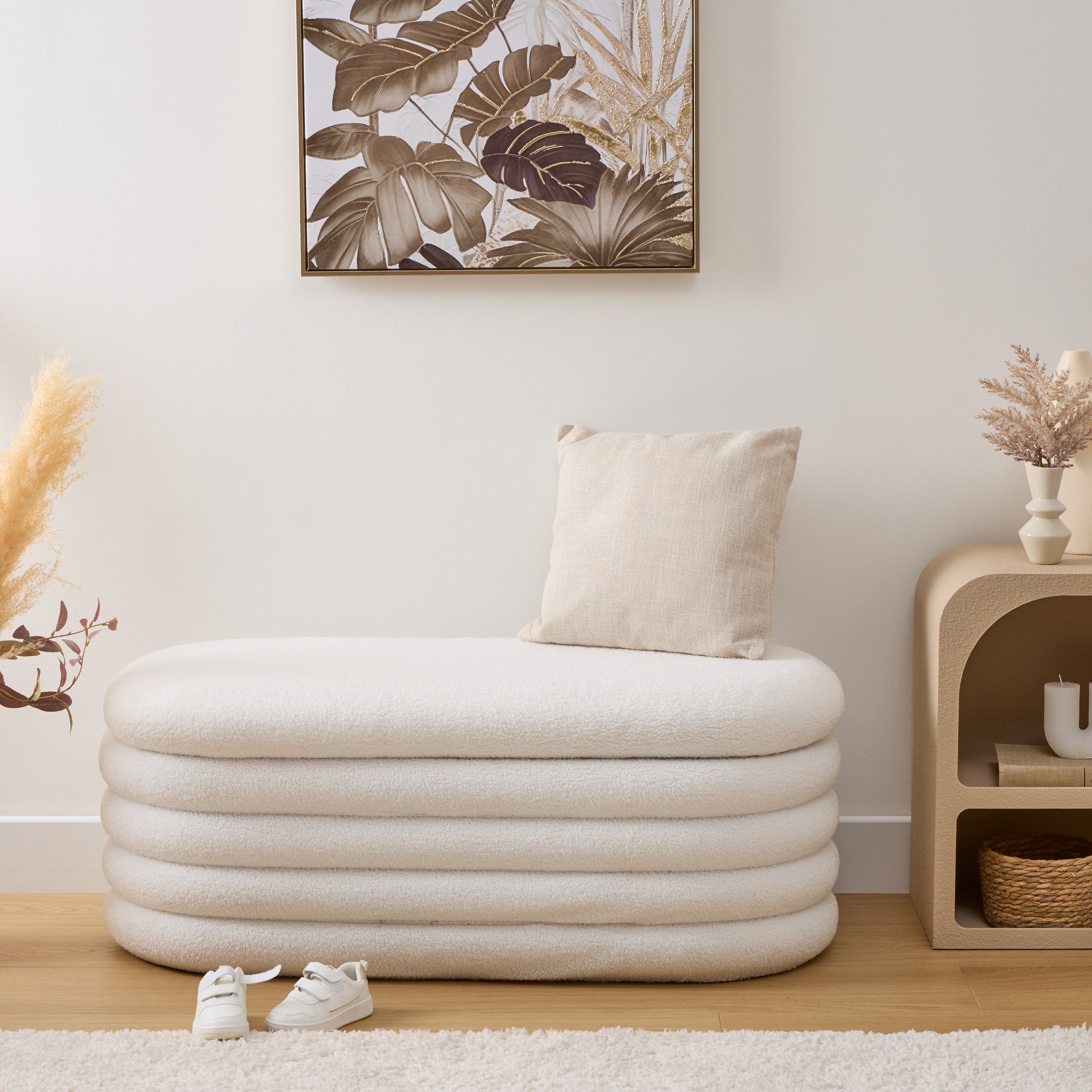 Siedzisko do przedpokoju GIULIA boucle, ze schowkiem, 110 x 46 x 40,5 cm 