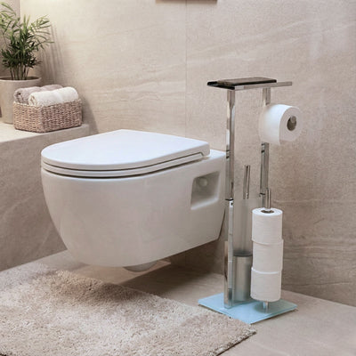 Stojak na papier toaletowy i szczotkę do WC z półką na telefon HYLLA,  65 cm