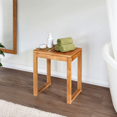 Stołek łazienkowy z drewna akacji FONDI, wys. 46 cm